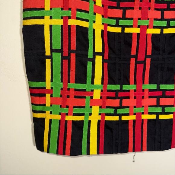 VNTG CARLISLE 90s dopamine hit linen neon weave pencil skirt 8 - Picture 3 of 6